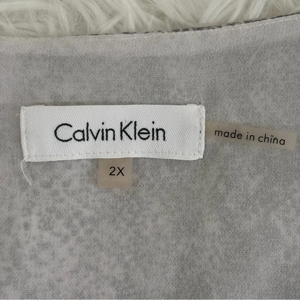 Calvin Klein Womens Gray Snakeskin Print Top Size 2X Pullover Office Career - Picture 3 of 10